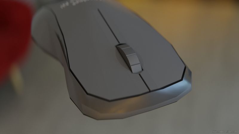 A grey wireless mouse in blender