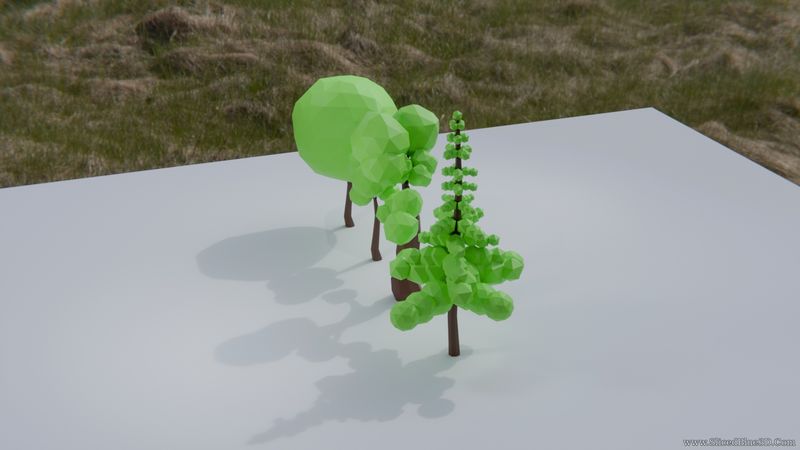 4 Low poly trees