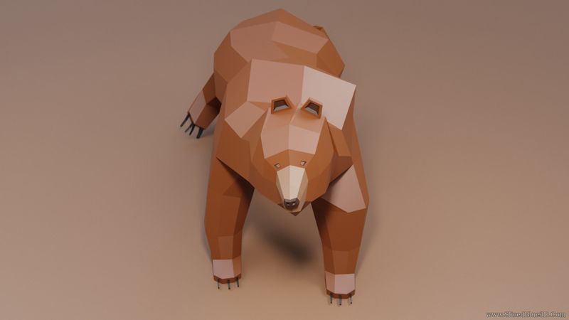 A low poly grizzly bear