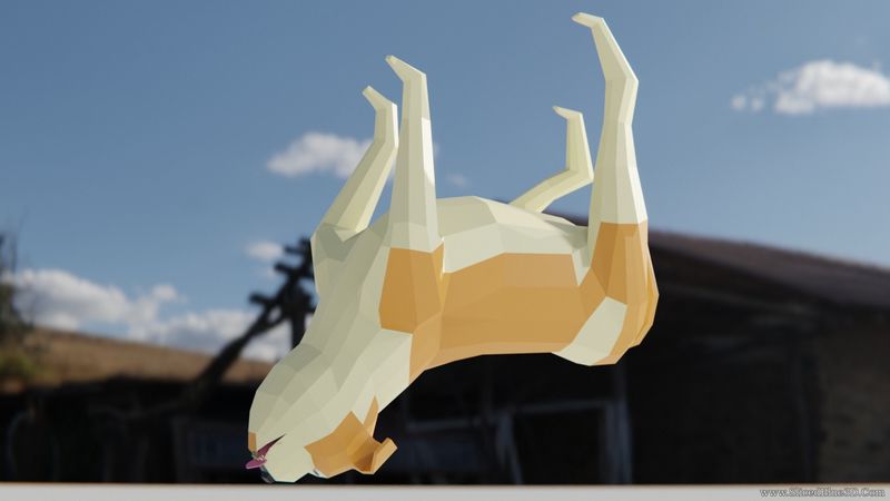 A falling low poly dog