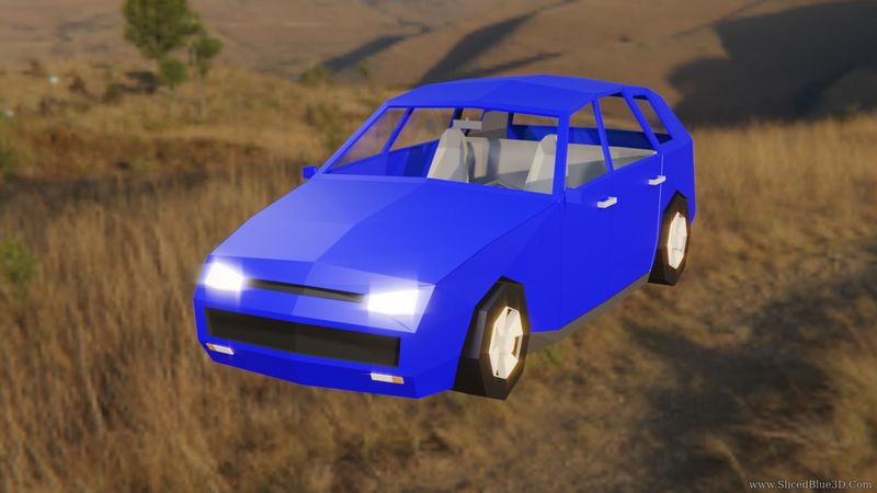 A low poly car from an angle