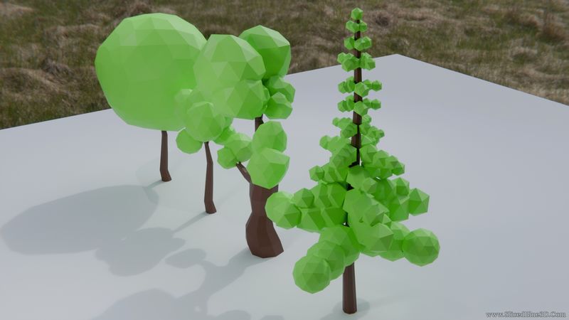 Low poly trees from above
