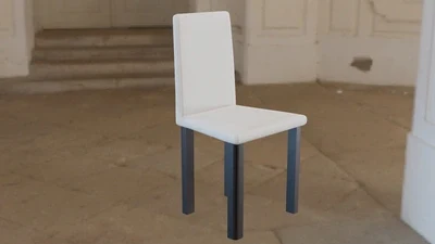 White Fabric Chair (SlicedChair N1) [v2.1] - Free 3D Model